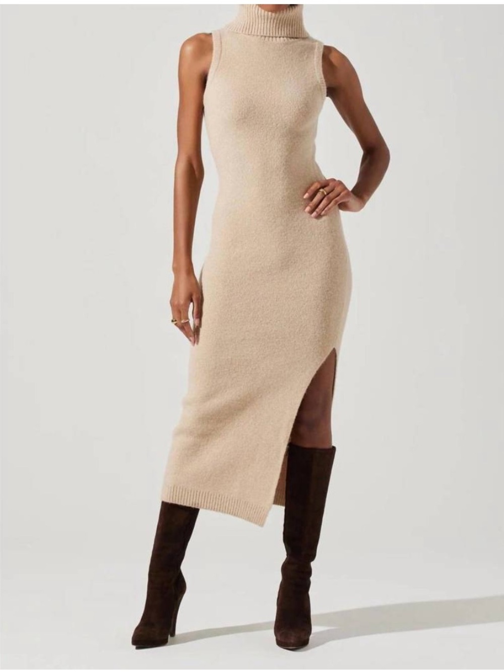 IRINA TURTLENECK MIDI SLEEVELESS SWEATER DRESS. ALPACA WOOL. SIZE XL